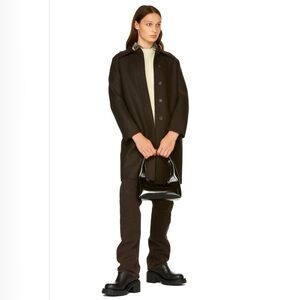 HARRIS WHARF LONDON Fly Front Virgin Wool Coat Dark Brown